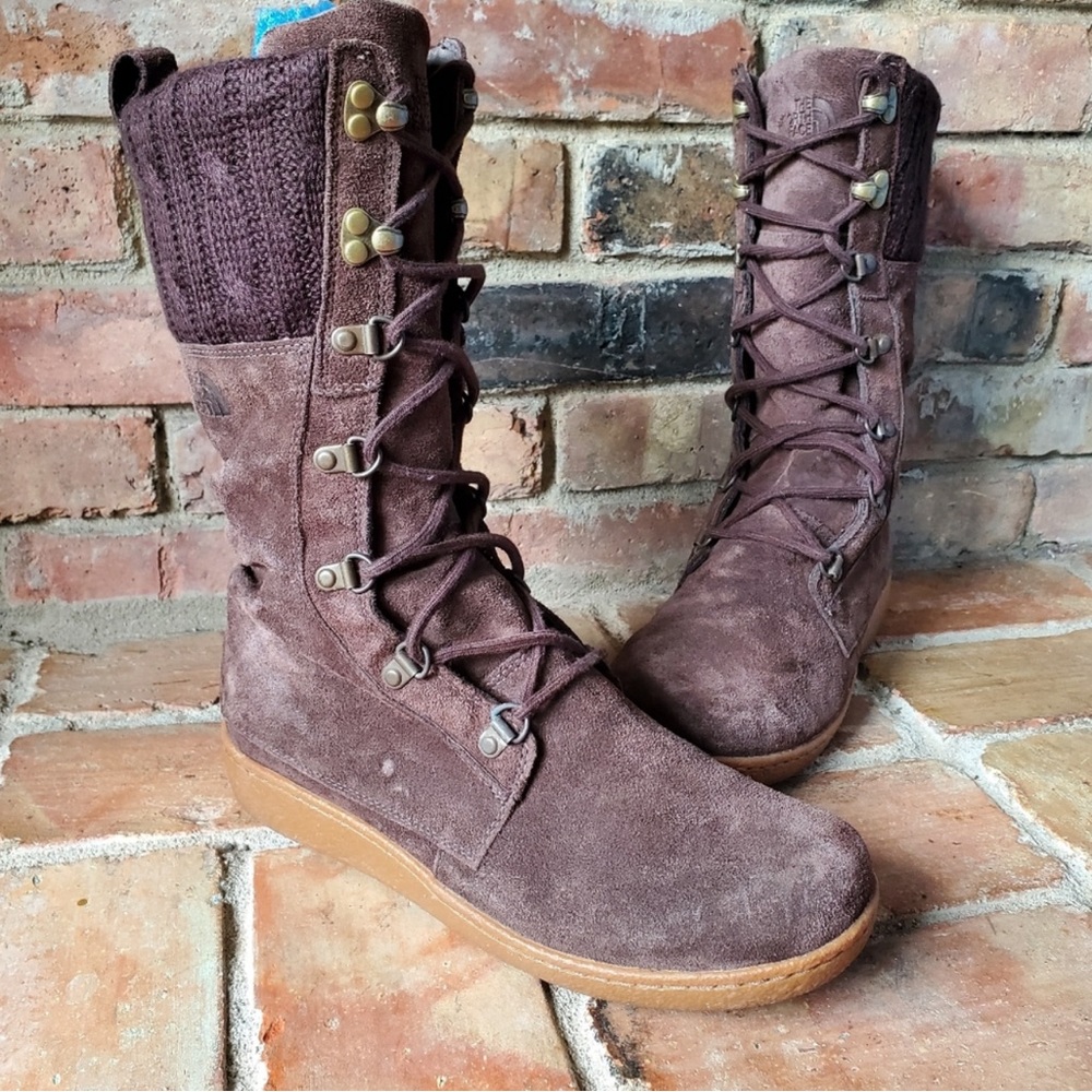 The North Face Womens 620179 Brown Lace Up Mid Calf Waterproof Winter Boots 8.5